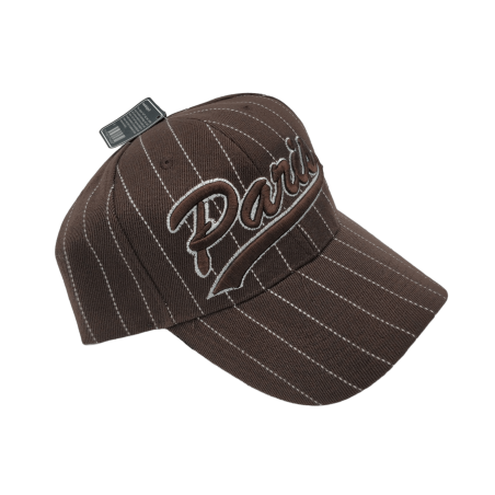 Paris cap with white lines - brown - side