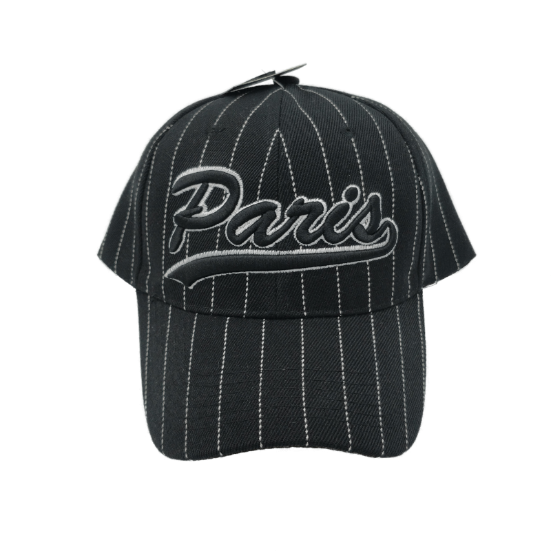 Paris cap with white lines - black - face