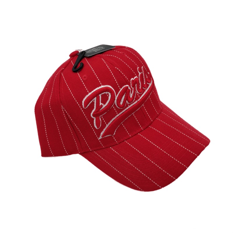 Casquette Paris avec lignes blanches - rouge - côté