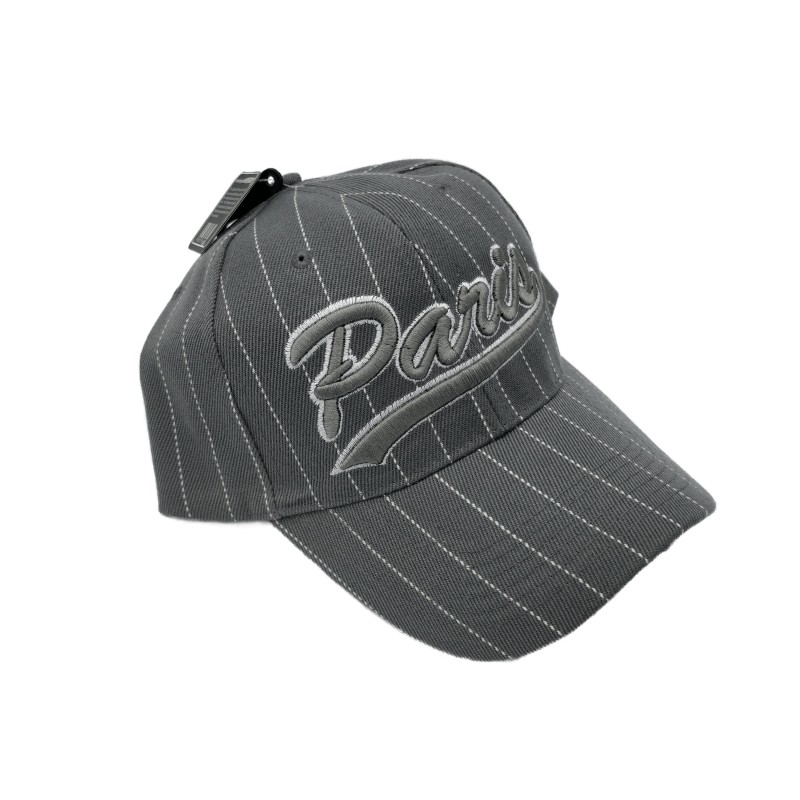 Casquette Paris avec lignes blanches - gris - côté