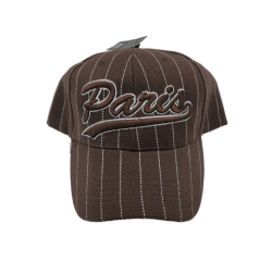 Paris cap with white lines - brown - face