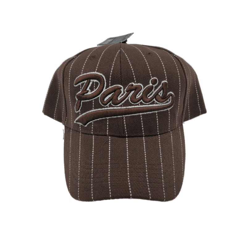 Casquette Paris avec lignes blanches - marron - face