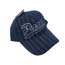 Paris cap with white lines - blue - side