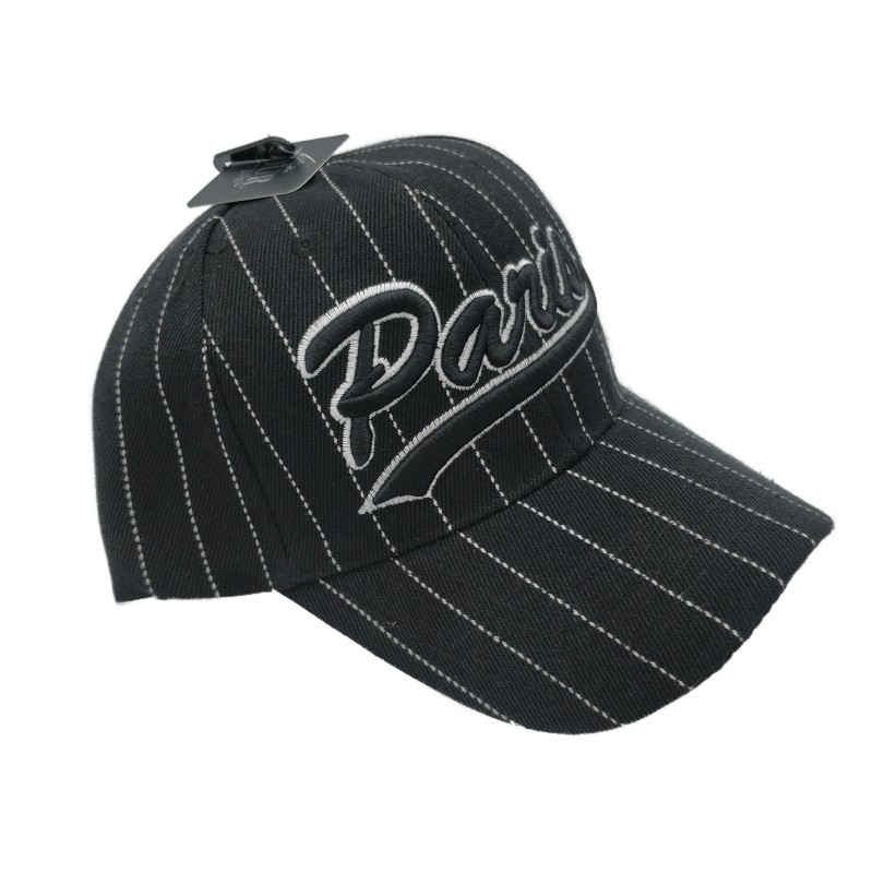 Casquette Paris avec lignes blanches - noir - côté