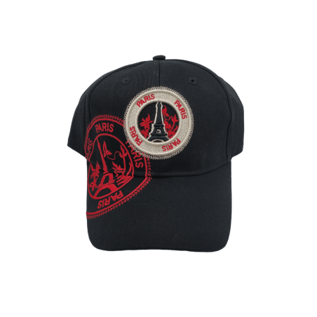 Casquette Timbre Tour Eiffel - noir/rouge - face