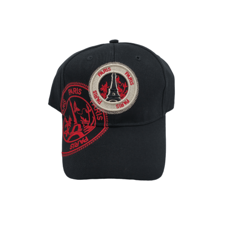 Eiffel Tower Stamp Cap - black/red - front
