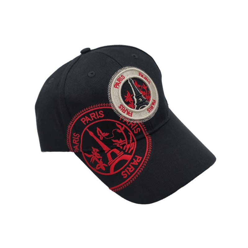 Casquette Timbre Tour Eiffel - noir/rouge - côté