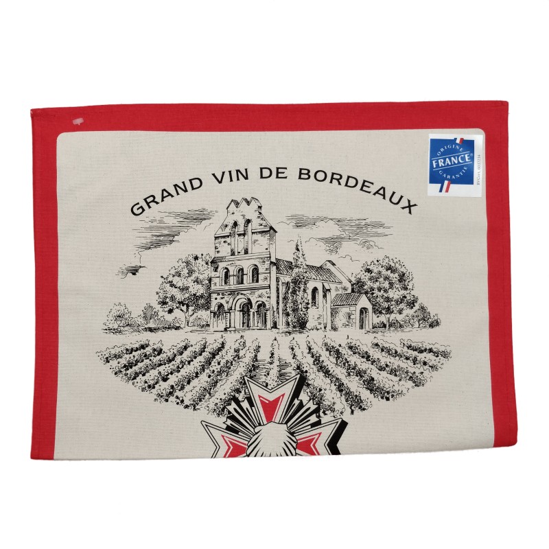 Pomerol Prestige tea towel - Bordeaux vineyard - top