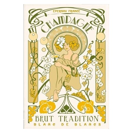 Art deco champagne tea towel