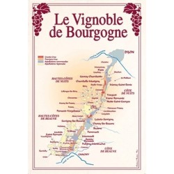 Tea towel Burgundy vineyards plan