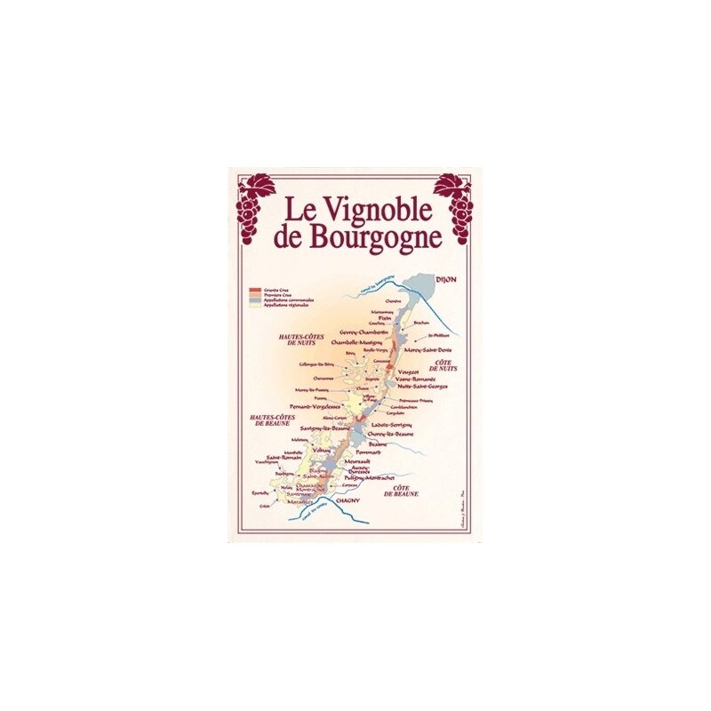 Torchon Plan des Vignobles de Bourgogne