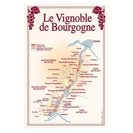 Torchon Plan des Vignobles de Bourgogne
