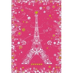 Torchon Paris avec Fleurs - Rose