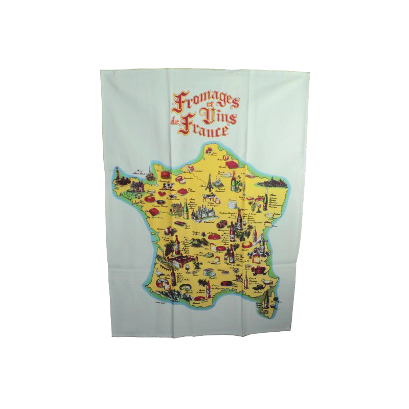 Cheeses and Wines of France tea towel