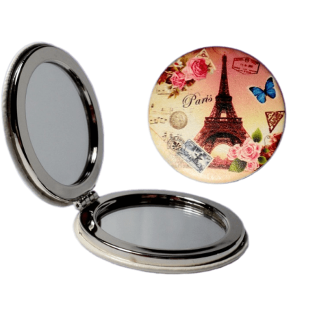 Miroir Tour Eiffel et Rose - Rond