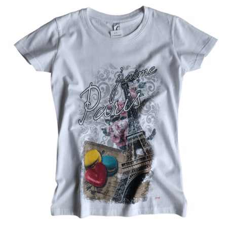 Women's Eiffel Tower Macaron T-shirt - white