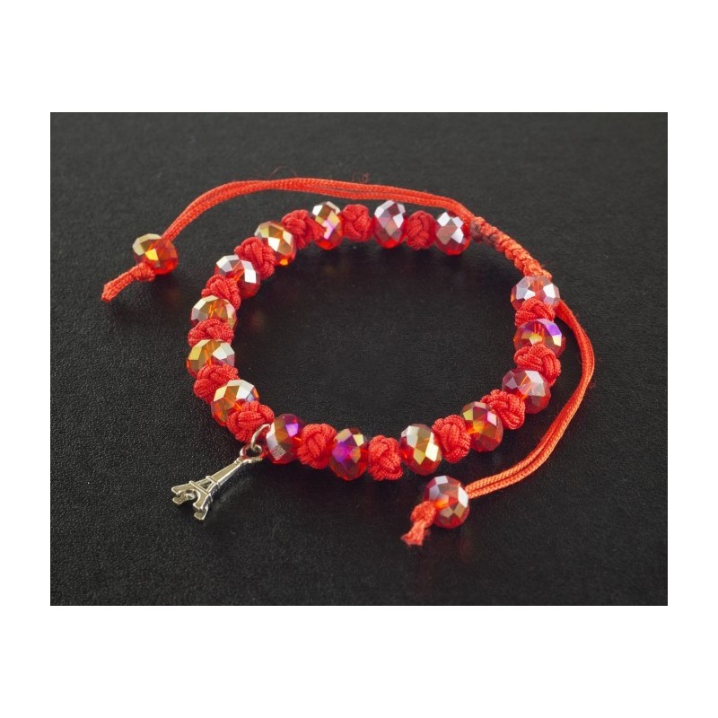 Bracelet Paris avec nœuds et perles - rouge