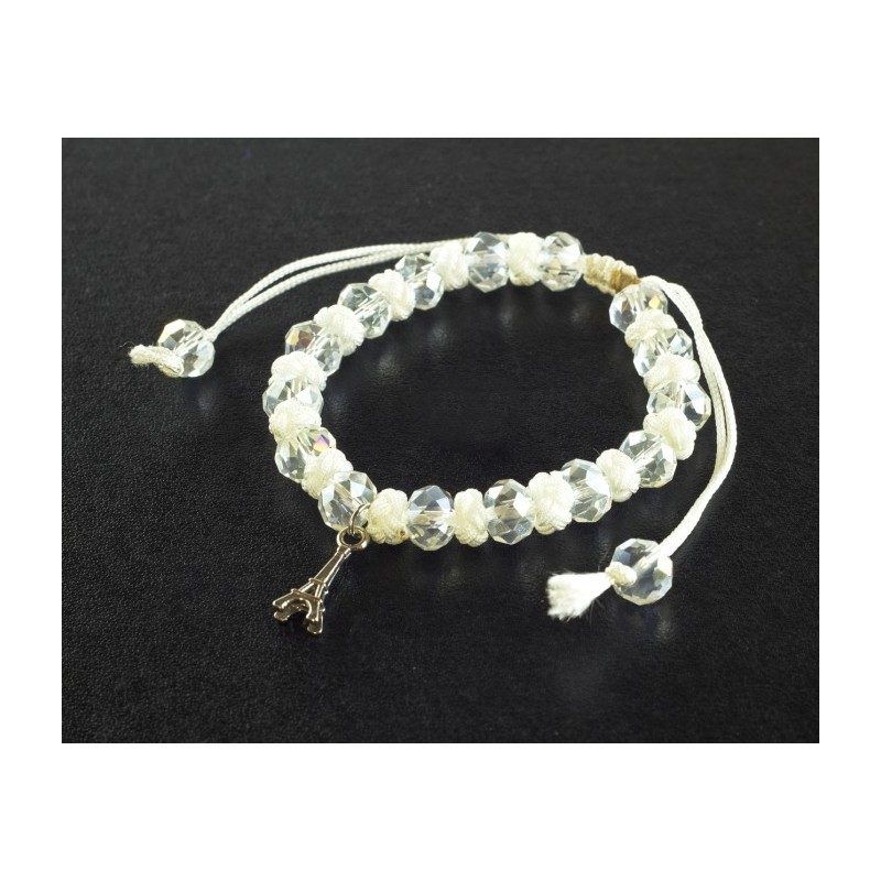Bracelet Paris avec nœuds et perles - blanc