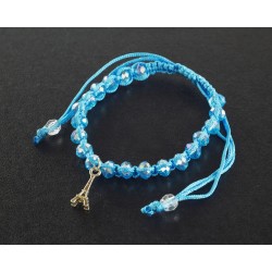 Bracelet Paris avec cordon et perles - bleu