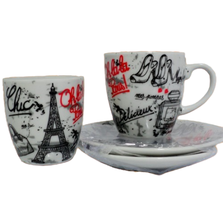 Set à café "Oh là là Paris" - blanc Set à café "Oh là là Paris" - blanc