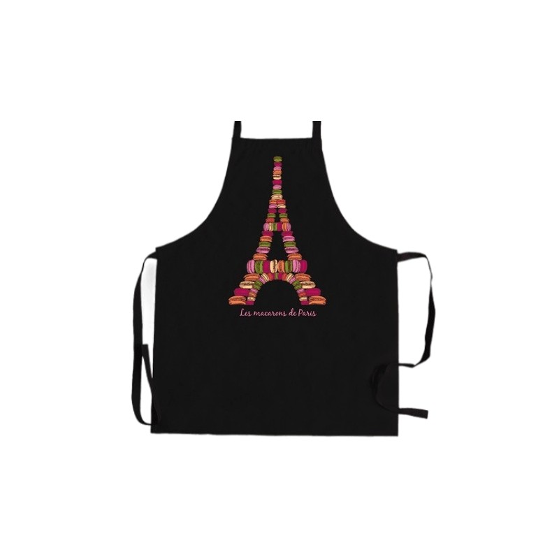 Paris Macaroons Apron - Black