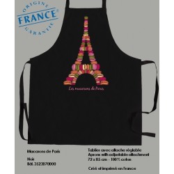 Paris Macaroons Apron - Black