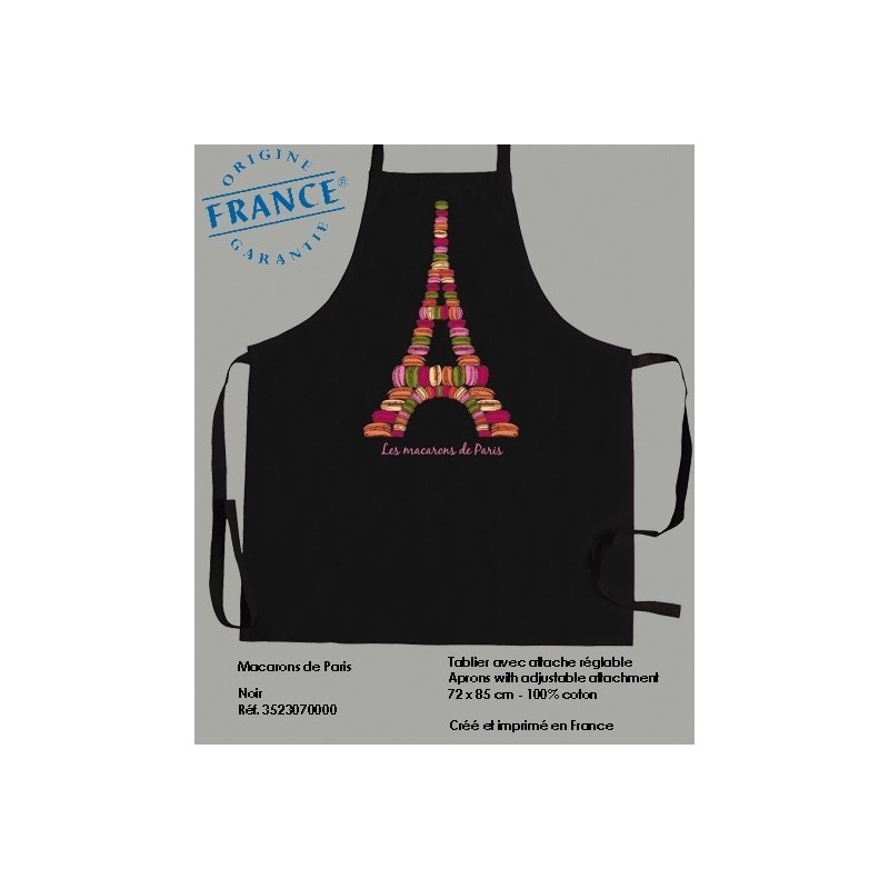 Tablier Macarons de Paris - Noir