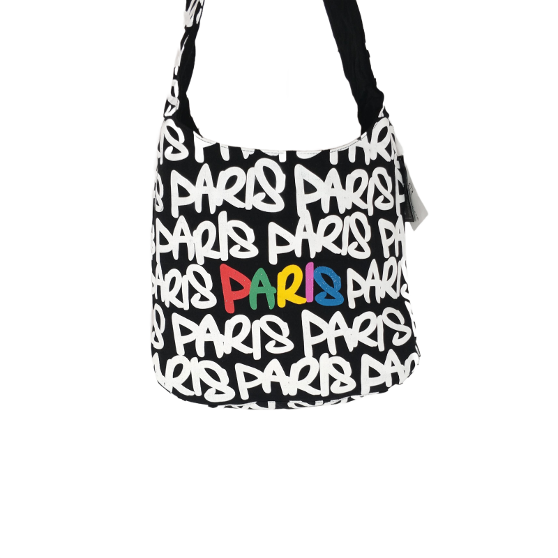 Sac Besace "Paris Paris" - blanc/arc-en-ciel