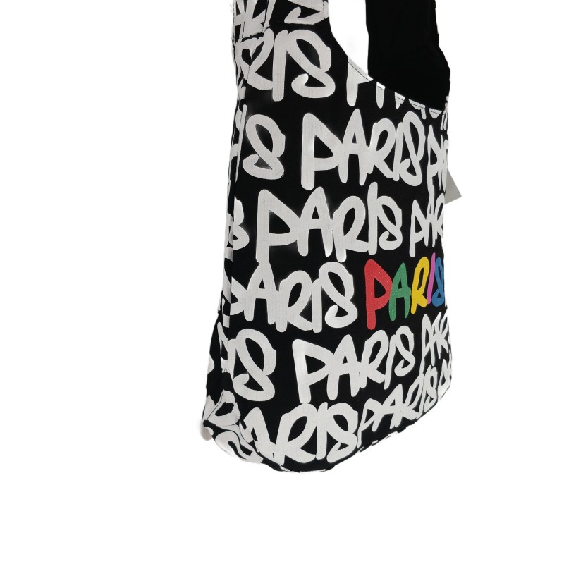 Sac Besace "Paris Paris" - blanc/arc-en-ciel - côté