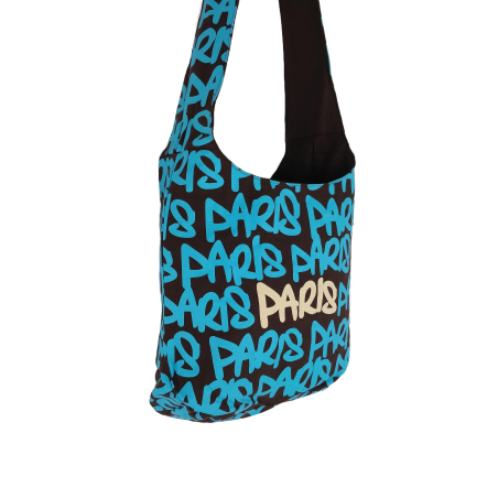 Sac Besace "Paris Paris" - bleu/blanc - côté