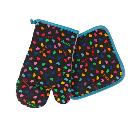 Heart oven mitt and potholder