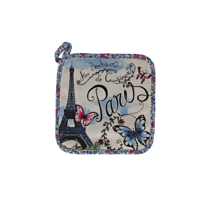 Manique et Gant de cuisine Papillon de Paris - manique blanc