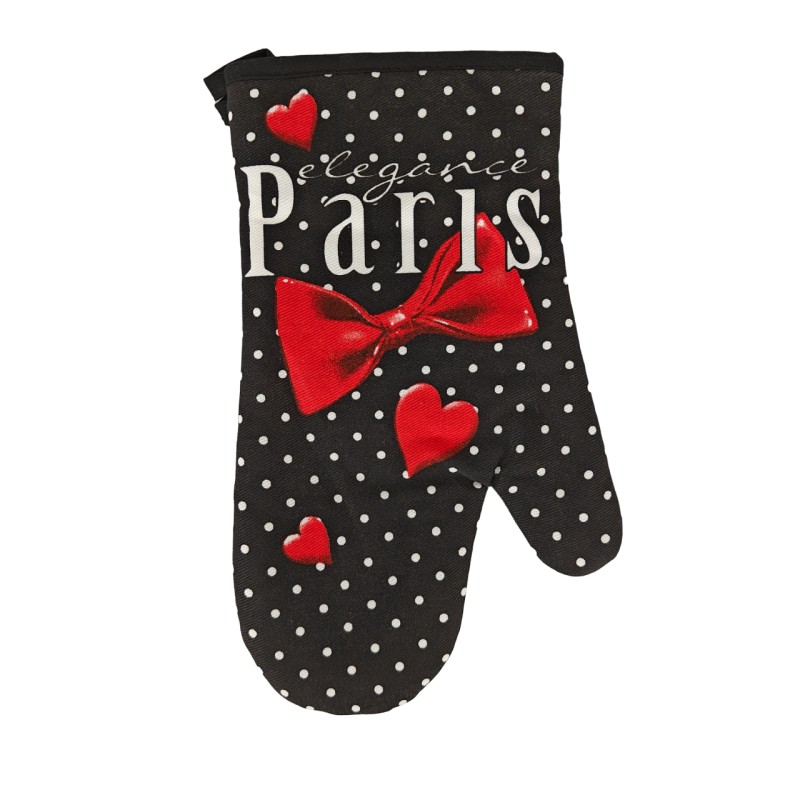 Manique et Gant de cuisine Nœud Papillon Paris - gant noir