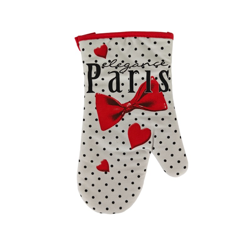 Paris bow tie potholder and oven mitt - white oven mitt