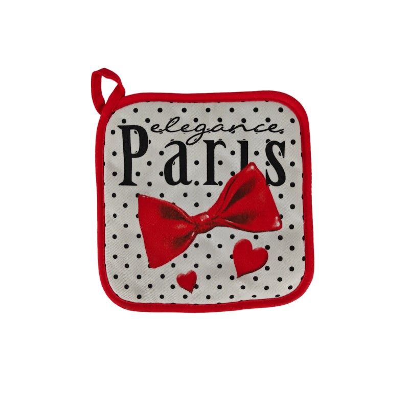 Paris bow tie potholder and oven mitt - white potholder