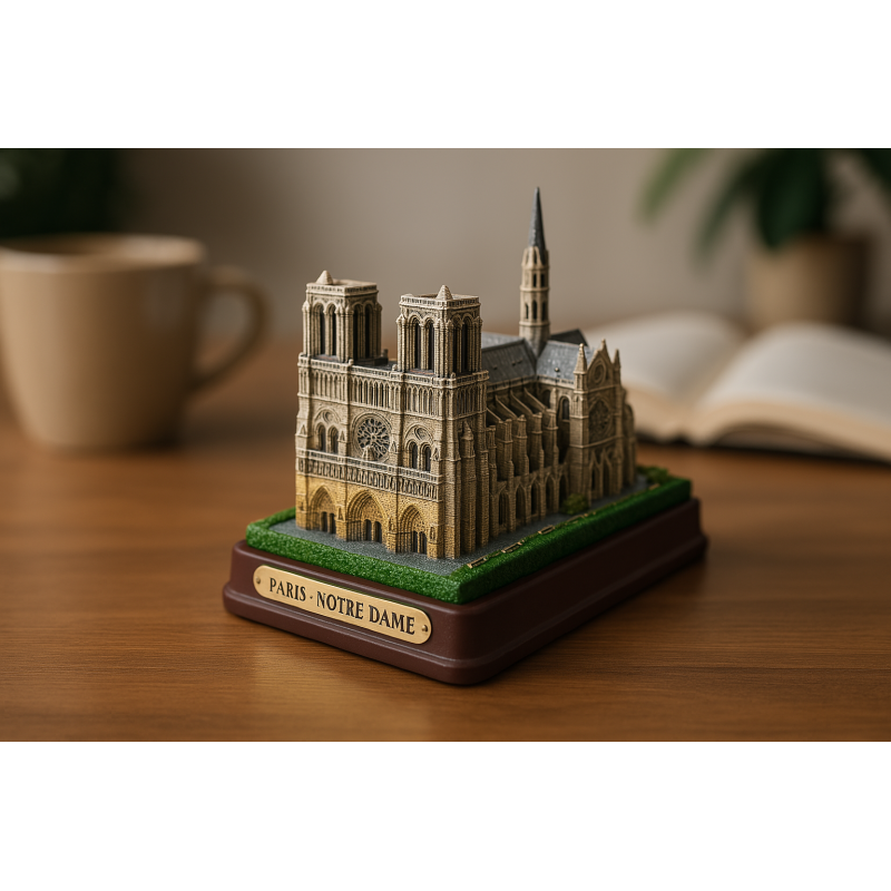 Notre-Dame de Paris in resin on desk Notre-Dame de Paris in resin on desk