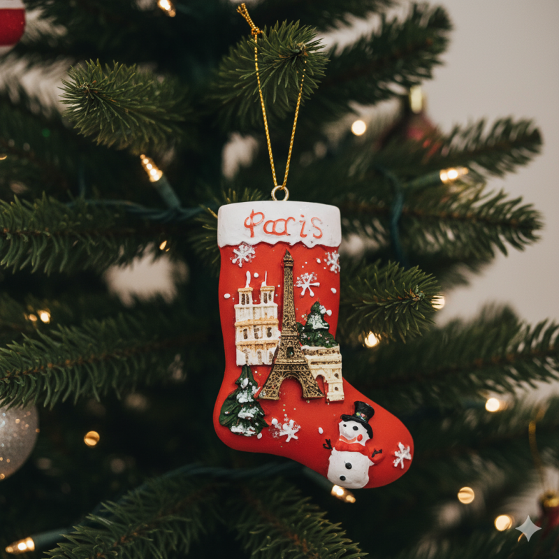 Paris Resin Christmas Stocking Decoration