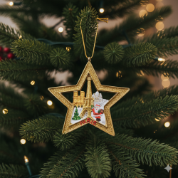 Étoile de Noël Or Paris en résine – Tour Eiffel & Père Noël