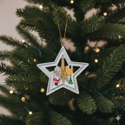 Étoile de Noël blanche Paris en résine – Tour Eiffel & Père Noël