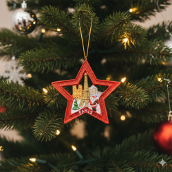 Red Paris Resin Christmas Star – Eiffel Tower & Santa