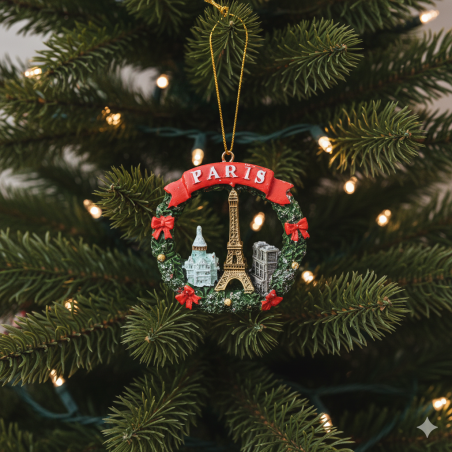 Paris hanging decoration - Eiffel Tower resin wreath