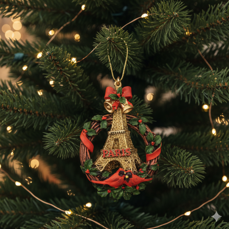 Paris Christmas Decoration – Resin Wreath with Eiffel Tower