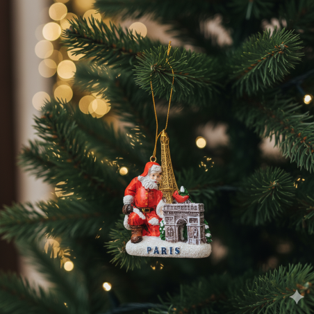 Paris Santa Eiffel Tower – Resin Christmas Tree Ornament