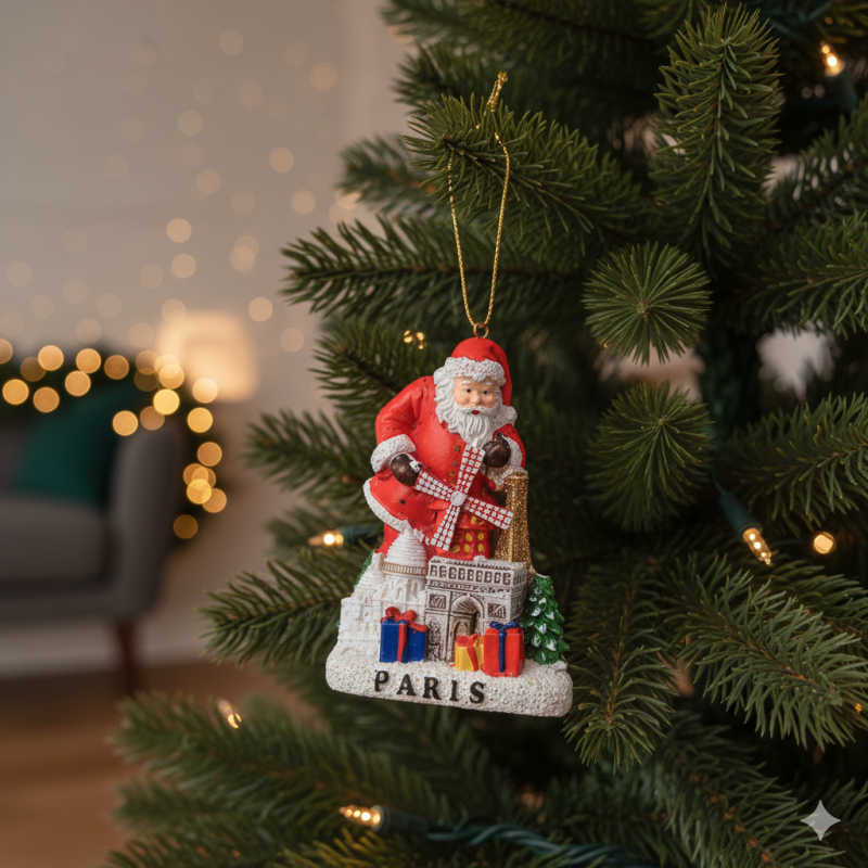 Paris Santa with Monuments – Resin Tree Ornament