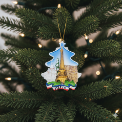 Paris tree ornament with Eiffel Tower and monuments (resin)