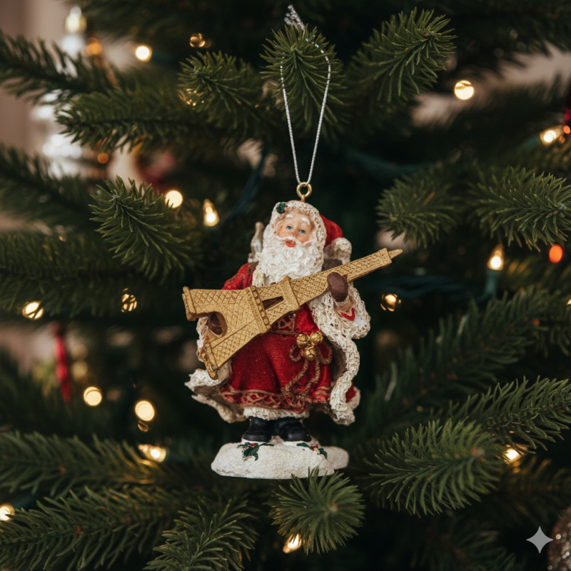 "Santa Claus carrying the Eiffel Tower" Christmas ornament