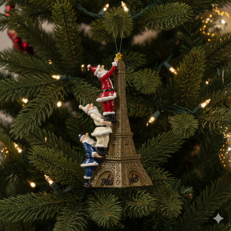 Suspension Tour Eiffel Paris Pères Noël en résine