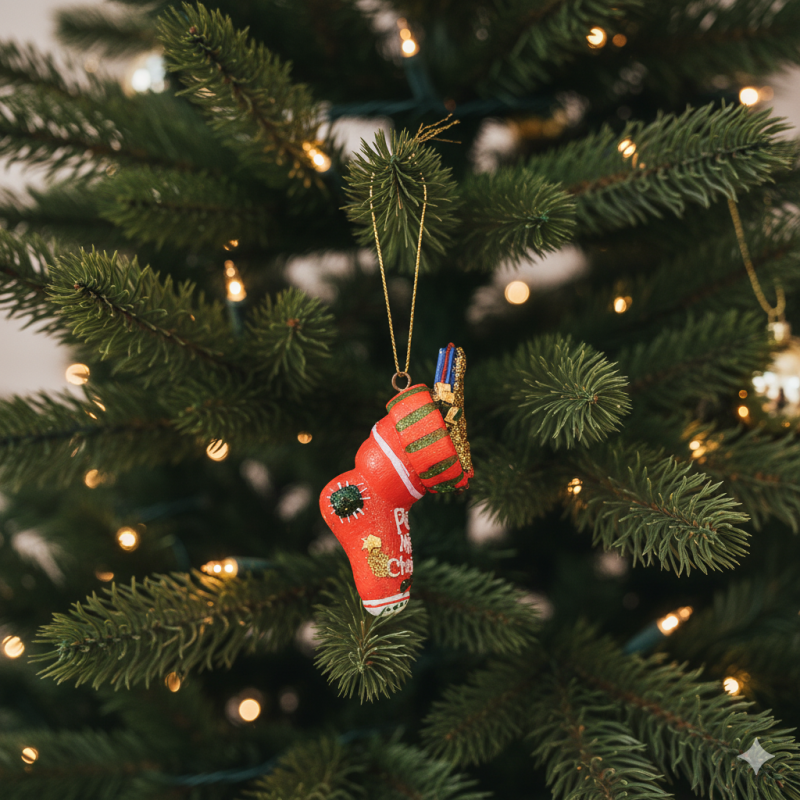 Paris Christmas stocking hanging ornament in resin