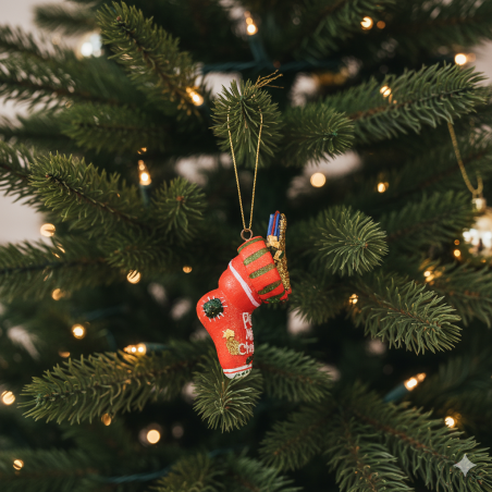 Paris Christmas stocking hanging ornament in resin