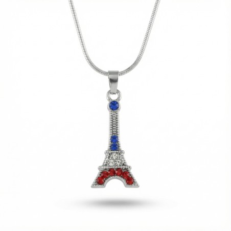 Necklace Eiffel Tower Blue-White-Red